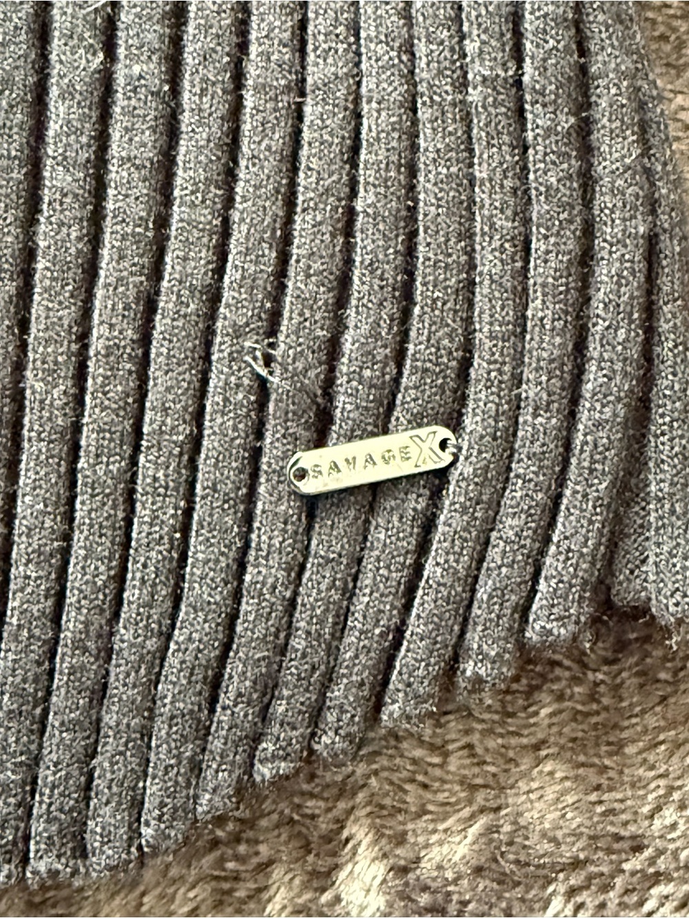 Savage X Fenty Black Ribbed Wide-Leg Pants and cowl neck sweater matching set - Picture 12 of 13